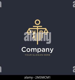 LOGO INIZIALE XN monogramma con idee di design in scala e stile colonna Illustrazione Vettoriale