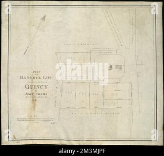 Piano del lotto di Hancock dato alla città di Quincy da John Adams, ex presidente degli Stati Uniti, Proprietà reale, Massachusetts, Quincy, Mappe, Manoscritto, Messa di Quincy, mappe, manoscritto, Adams, John, 1735-1826 Norman B. Leventhal Map Center Collection Foto Stock