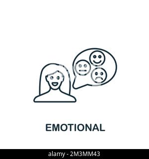 Icona emotiva. Icona monocromatica Simple Life Skills per modelli, web design e infografiche Illustrazione Vettoriale