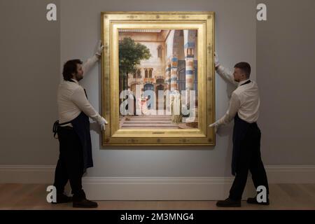 Frederic, Lord Leighton, Old Damasco, olio su tela, va in vendita alla Sotheby's December Old Master Evening sale. Si stima che il valore sia di GBP 1,8- Foto Stock