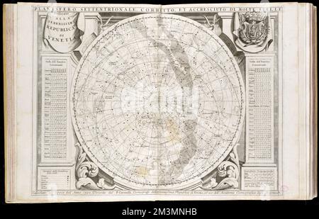 Planisfero settentrionale, cortetto, et accrescimento di molte stelle calcolato all' epoca dell' anno 1700 , Stelle, carte, primi lavori del 1800, Astronomia, Emisfero Nord, carte, diagrammi, Etc, prime opere del 1800, planisferi, carte, prime opere del 1800 Norman B. Leventhal Map Center Collection Foto Stock