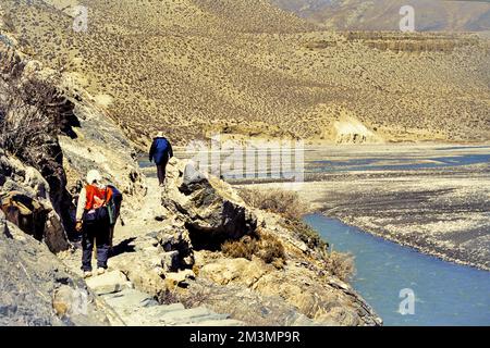 Jomsom a Muktinath trekking, Kali Gandhaki valle, Pokhara, Nepal, Asia Foto Stock