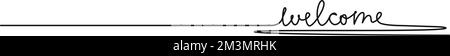 Parola A linea singola continua DI BENVENUTO isolata su bianco, illustrazione vettoriale line art Illustrazione Vettoriale