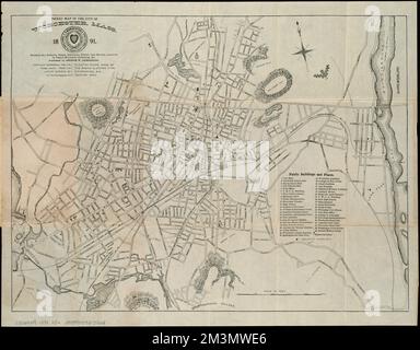 Mappa tascabile della città di Worcester, Mass : mostra tutte le strade, i parchi, le distanze, le strade, la posizione di edifici pubblici, chiese &c , Worcester Mass., Mappe Norman B. Leventhal Map Center Collection Foto Stock