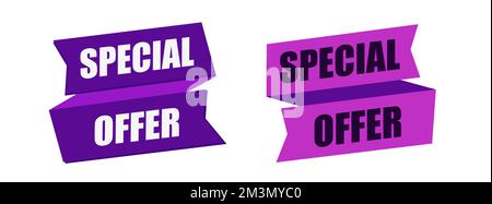 Forma del banner di sconto. Distintivo dell'offerta speciale. Icona della barra multifunzione di vendita. Illustrazione Vettoriale