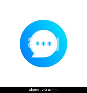 Design dell'icona della chat. Logo Messenger. Icona blu del pulsante chat. Icona dell'app di messaggistica mobile sui social media. Moderna illustrazione vettoriale colorata Illustrazione Vettoriale