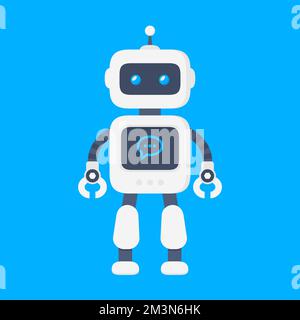 Illustrazione vettoriale del robot in stile piatto. Carino cartone animato chatbot concetto. Simbolo moderno di stile piatto bot. Robot assistente intelligente del futuro. Robot vettoriale Illustrazione Vettoriale