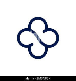 Design con logo a croce a sfioro per uso medico. Simbolo grafico per l'identità aziendale medica. Logo vettoriale lineare Illustrazione Vettoriale