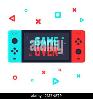 Gioca su una console portatile. Design colorato vettoriale per videogamer. Illustrazione vettoriale su sfondo bianco Illustrazione Vettoriale