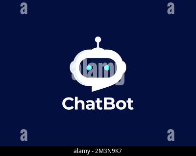 Concetto di design del logo di Chat Bot. Icona Bot assistente intelligente virtuale. Testa del robot con bolla vocale. Servizio di assistenza clienti Chat Bot. Illustrazione vettoriale Illustrazione Vettoriale