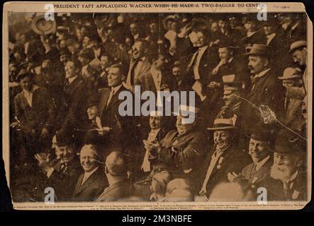 Il presidente Taft applaudendo la doppietta di Honus Wagner , Baseball, Sports Spectators, Taft, William H. William Howard, 1857-1930. Michael T. -Nuf CED- McGreevy Collection Foto Stock