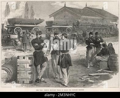 Guerra franco-prussiana / treno militare francese Foto Stock