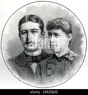 Principessa Irene d'Assia (1866-1953) e suo marito Principe Heinrich (Enrico) di Prussia (1862-1929) dopo il loro matrimonio il 24th maggio 1888. Data: 1888 Foto Stock