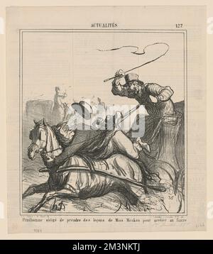 Prudhomme obligé de prendre des letons... , Circus performers, Menken, Adah Isaacs, 1835-1868. Honoré Daumier (1808-1879). Litografie Foto Stock