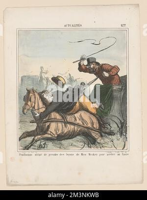 Prudhomme obligé de prendre des letons... , Circus performers, Menken, Adah Isaacs, 1835-1868. Honoré Daumier (1808-1879). Litografie Foto Stock