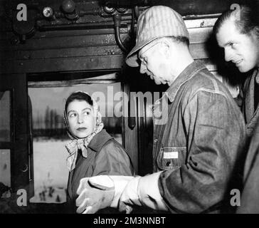 La principessa Elizabeth guida il treno reale, Canada, 1951. Foto Stock