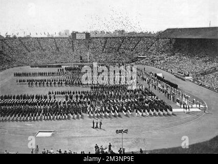 Rilascio dei piccioni, cerimonia di apertura olimpica, 1948 Foto Stock