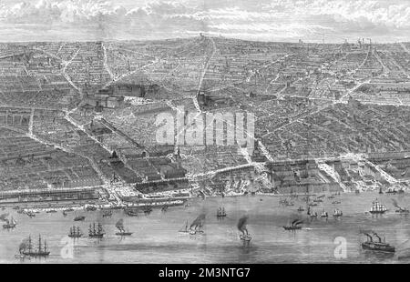 Vista dall'alto di Liverpool, 1886 Foto Stock