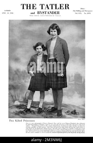 Due principesse kilted: Principesse Elizabeth & Margaret, 1941 Foto Stock