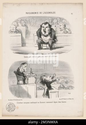 Quand un orateur ennuyeux monte à la tribune... , Funzionari di gabinetto, politici, Dupin, M. André-Marie-Jean-Jacques, 1783-1865. Honoré Daumier (1808-1879). Litografie Foto Stock