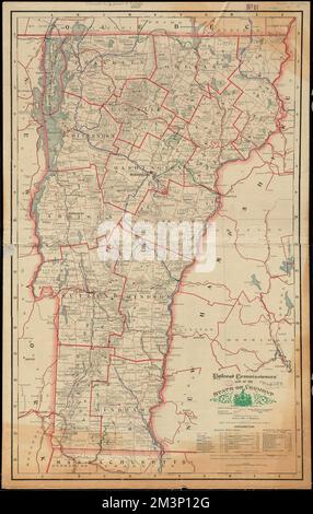 Mappa dei commissari ferroviari dello Stato del Vermont , Ferrovie, Vermont, Mappe, Vermont, Mappe Norman B. Leventhal Map Center Collection Foto Stock