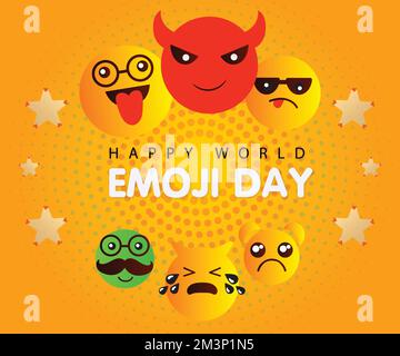Happy World Smile Day composizione emoji diciassette luglio Illustrazione Vettoriale