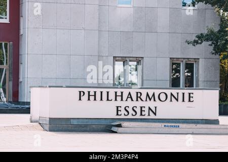 28 luglio 2022, Essen, Germania: La Filarmonica nel centro di Essen. Vita culturale e stagione dei concerti Foto Stock