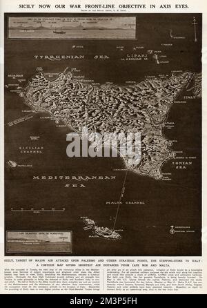 Mappa della Sicilia di G. H. Davis Foto Stock