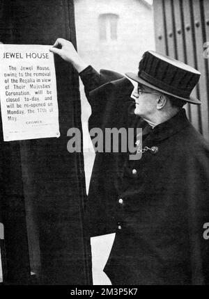 Chiusura di Jewel House alla Torre di Londra durante la Coronatio del 1937 Foto Stock