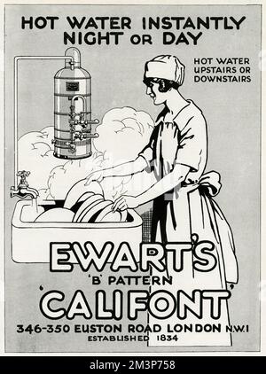 Pubblicità per Ewart's Califont Hot Water 1926 Foto Stock