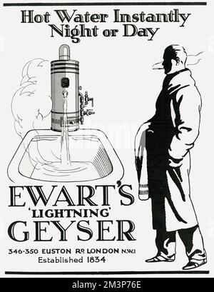 Pubblicità per "Lightning" Geyser 1926 di Ewart Foto Stock