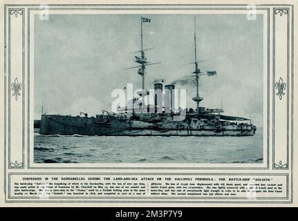 HMS Goliath affondata nel 1915 Foto Stock