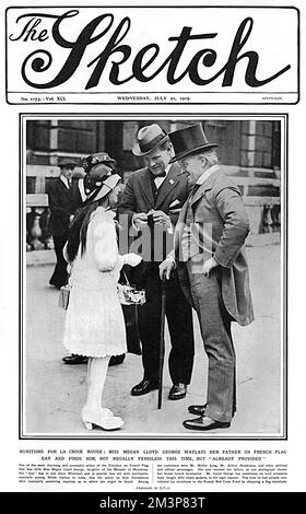 Lloyd George & Daughter in French Flag Day, WW1 Foto Stock