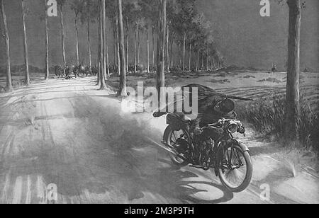 Pilota belga di spedizione motociclistica, 1914 Foto Stock