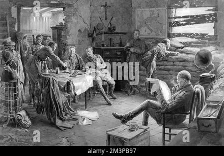 Personale dell'esercito che si rilassa in caserma, prima guerra mondiale Foto Stock