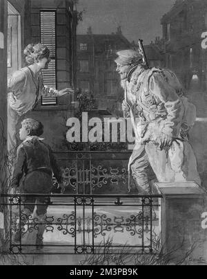 Soldato che torna a casa dalle trincee, WW1 Foto Stock