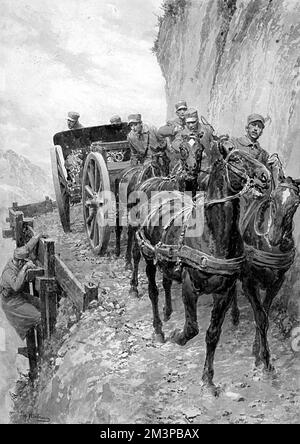 Artiglieria italiana nelle Alpi, prima guerra mondiale Foto Stock