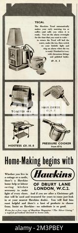 Pubblicità per accessori da cucina Hawkins 1952 Foto Stock