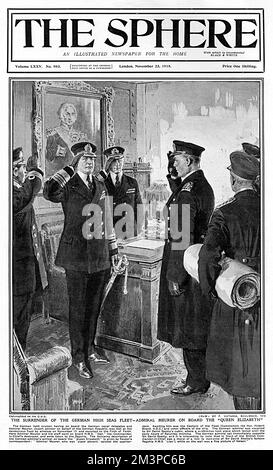 Sphere cover - resa della flotta tedesca da parte di Matania Foto Stock