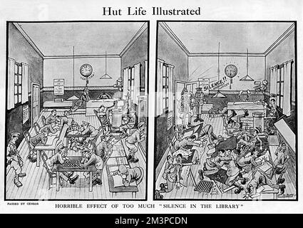 Hut Life Illustrated, cartone animato WW1 Foto Stock