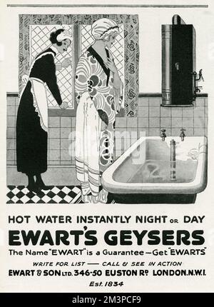 Pubblicità per Ewart's Geysers 1923 Foto Stock