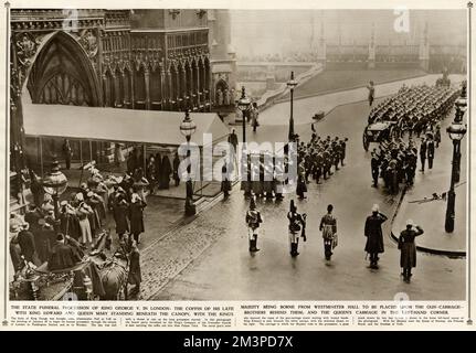 Processione funebre di Stato di re Giorgio V a Londra Foto Stock