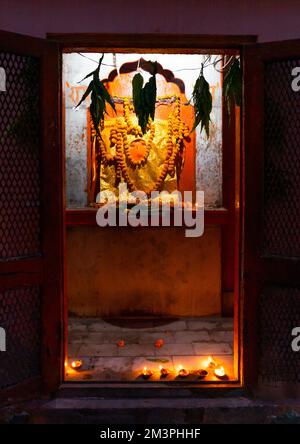 Hanuman rappresentazione in un tempio, Rajasthan, Jaipur, India Foto Stock