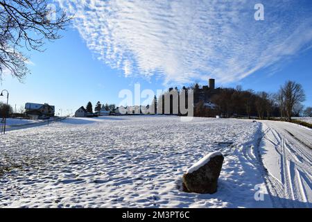 Nürburg nella neve, inverno 2022 Foto Stock