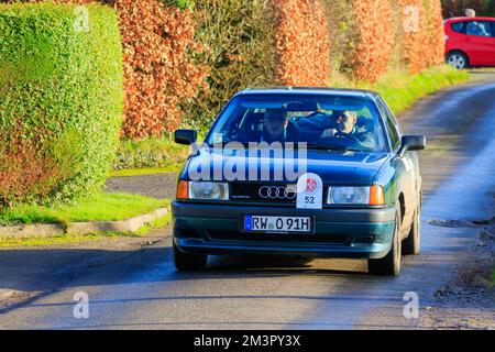 Middleshaw, Scozia - 05 dicembre 2022 : 1990 Audi quattro in gara nella finale di Hero le Jog Land al John o'Groats Reliability Trial Foto Stock