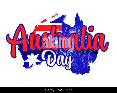 australia Day - 26th gennaio - sfondo bianco - rendering 3D Foto Stock