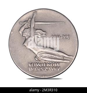 Moneta polacca di 10 zlotys - VII secolo Varsavia Nike Foto Stock