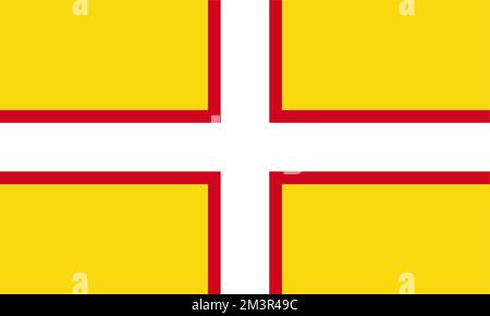 Bandiera di Dorset o Contea di Dorsetshire Ceremonial (Inghilterra, Regno Unito di Gran Bretagna e Irlanda del Nord, regno unito) Dorset Cross e Saint Wite's Cros Illustrazione Vettoriale