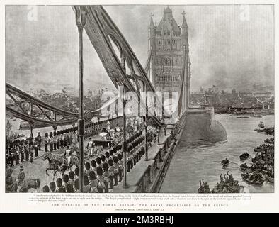 Apertura del Tower Bridge, Londra 1894 Foto Stock