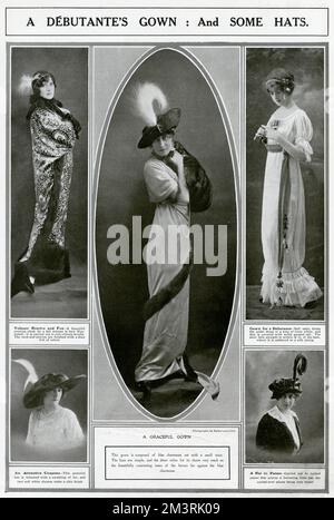 Donne debutante che modellano l'ultima moda 1913 Foto Stock